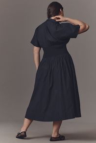 Slide View: 7: The Tommie Cap-Sleeve Smocked Front-Zip Shirt Dress