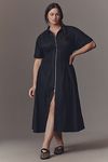 Thumbnail View 5: The Tommie Cap-Sleeve Smocked Front-Zip Shirt Dress