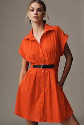 By Anthropologie Short-Sleeve Belted Shirt Dress