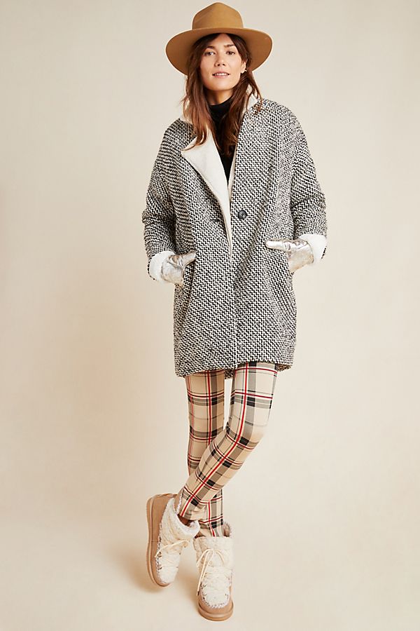 Slide View: 1: Textured Cocoon Jacket