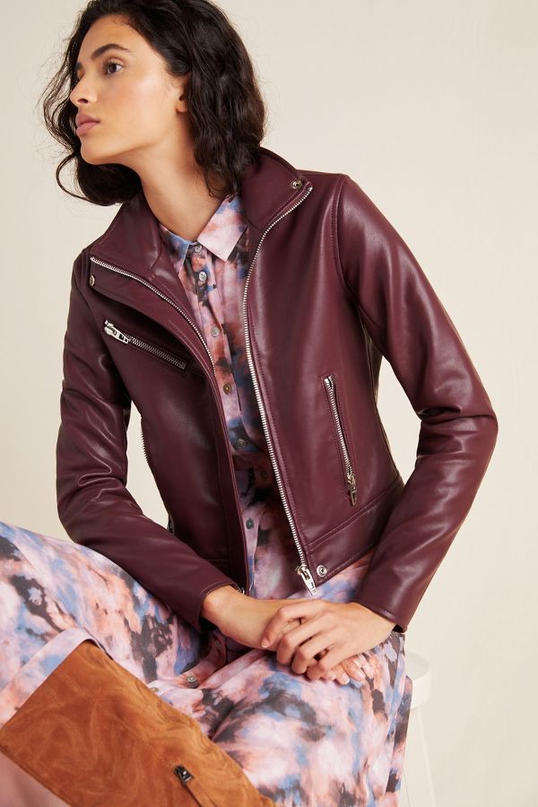 Slide View: 1: Arden Faux Leather Moto Jacket