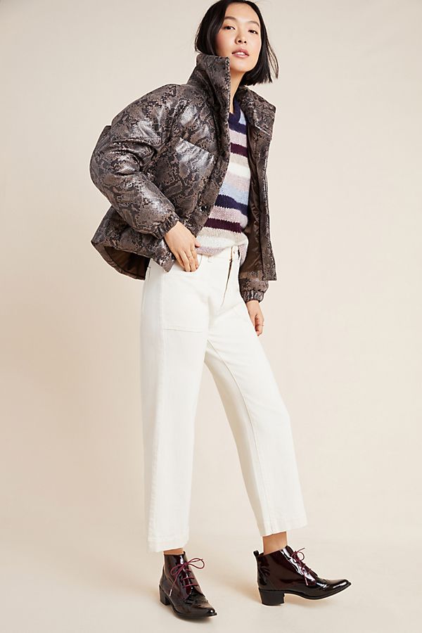 Slide View: 1: Safa Snake-Printed Puffer Jacket