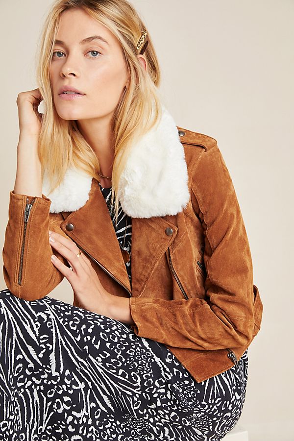 Slide View: 1: Aragona Suede Moto Jacket