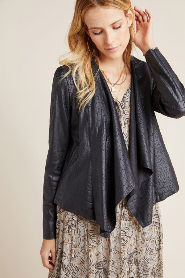 Cobra Draped Faux Leather Jacket Anthropologie