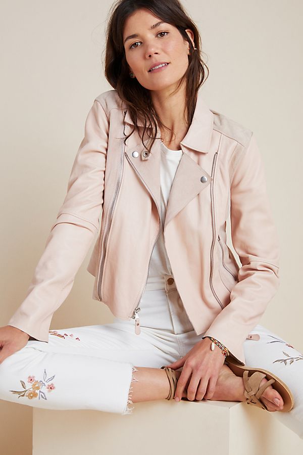 Slide View: 1: Paige Silvie Leather Moto Jacket