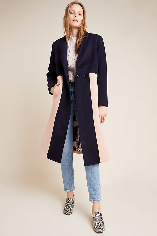 Slide View: 1: Halsey Colorblocked Wool Coat