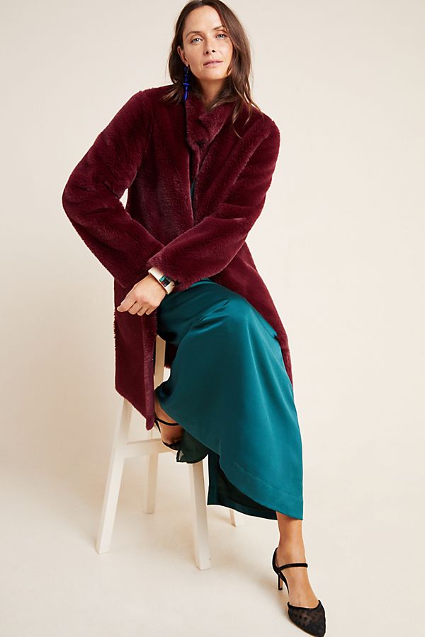 Slide View: 1: Mina Faux Fur Coat