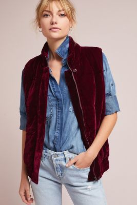 Velvet Puffer Vest | Anthropologie