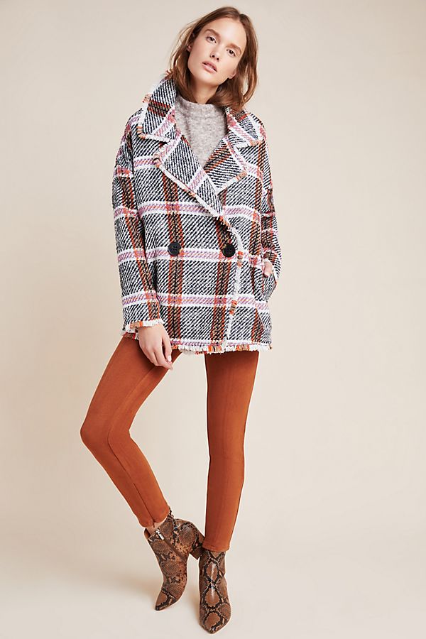 Slide View: 1: Carrie Double-Breasted Tweed Coat