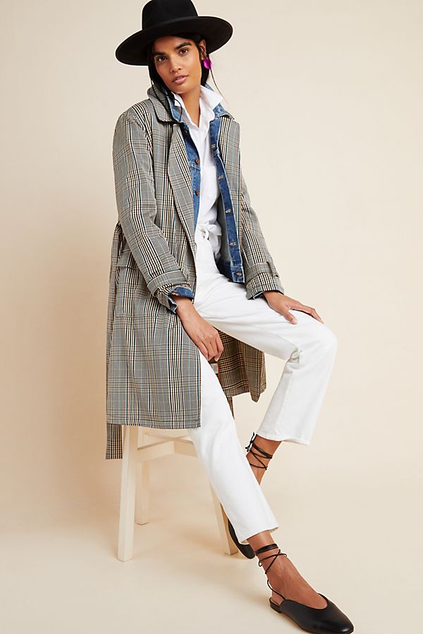 Slide View: 1: Clarendon Plaid Trench Coat