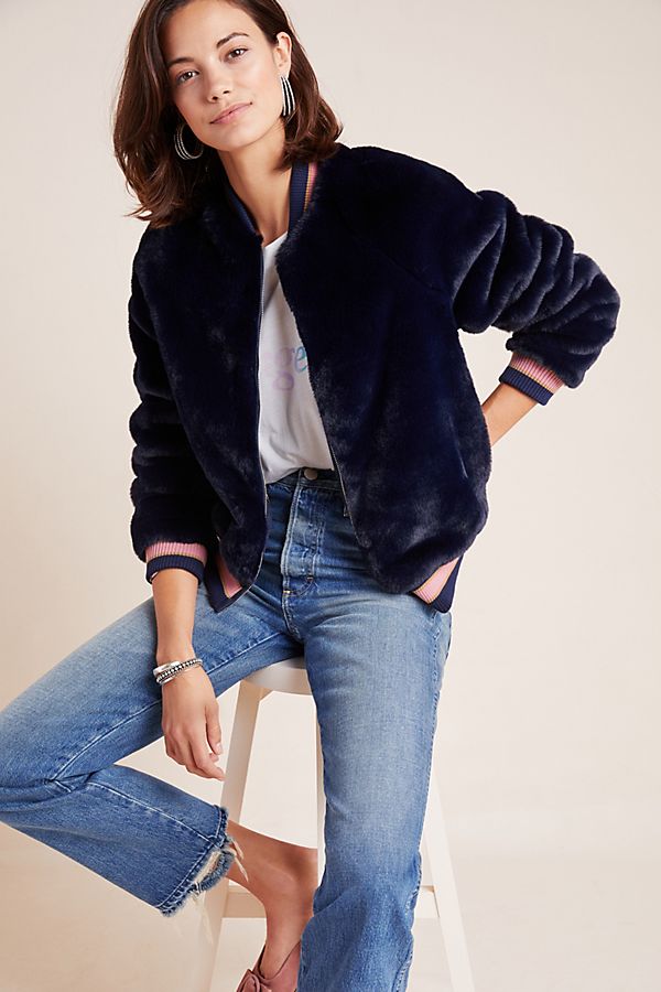 Slide View: 1: MOTHER Savoy Faux Fur Jacket