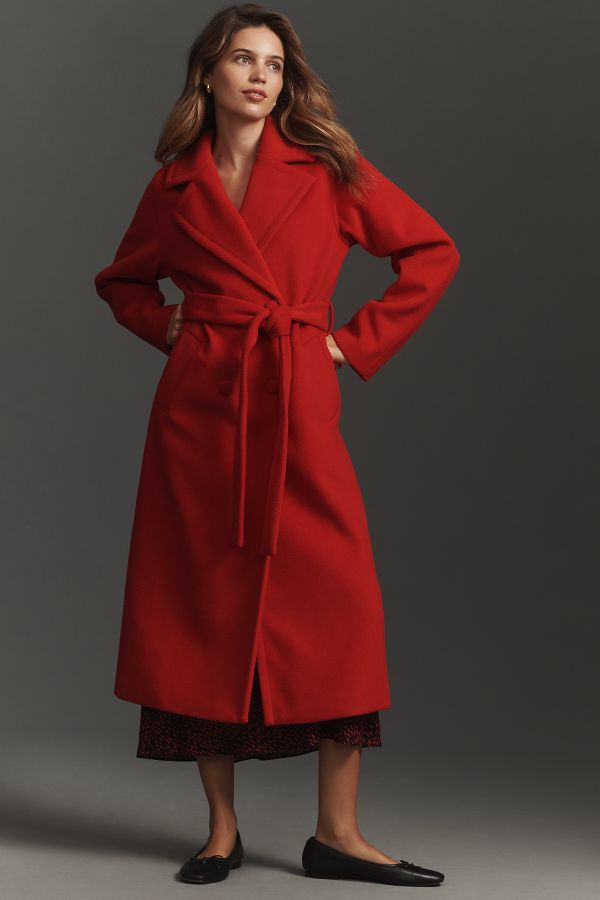 Slide View: 3: Bernardo Double-Breasted Melton Coat