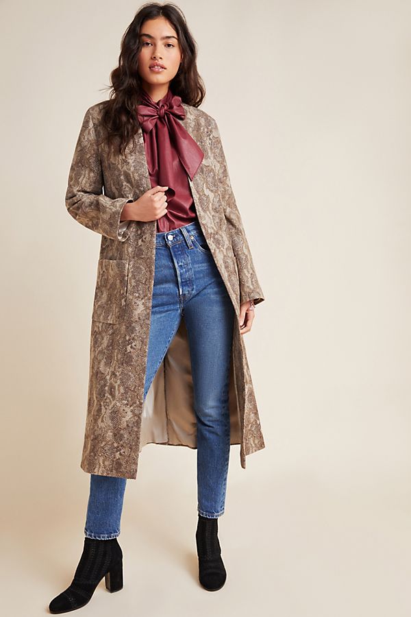 Slide View: 1: Helene Berman Sage Snake-Printed Coat