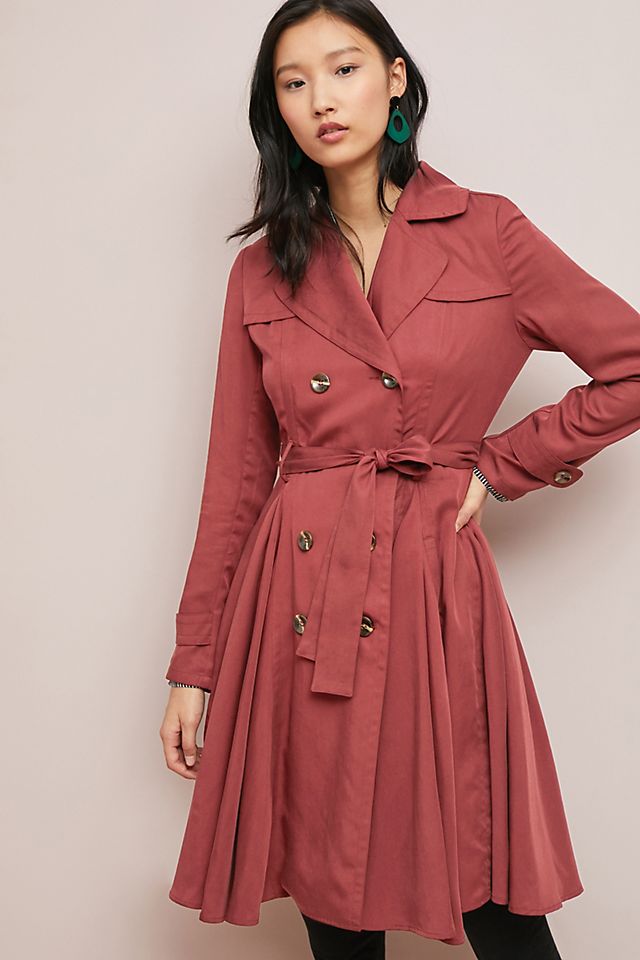 Skirted Trench Coat Anthropologie, Anthropologie Trench Coat