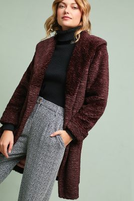 anthropologie faux fur coat