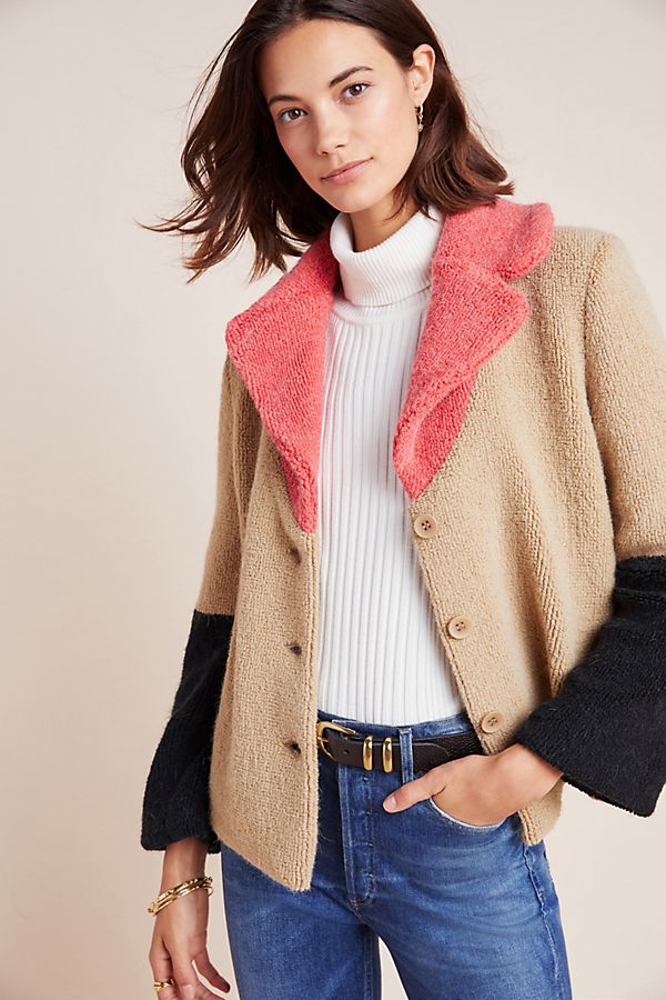 Slide View: 1: Luciana Colorblocked Teddy Jacket