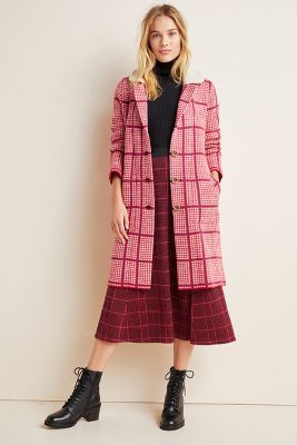 anthropologie plaid sweater coat