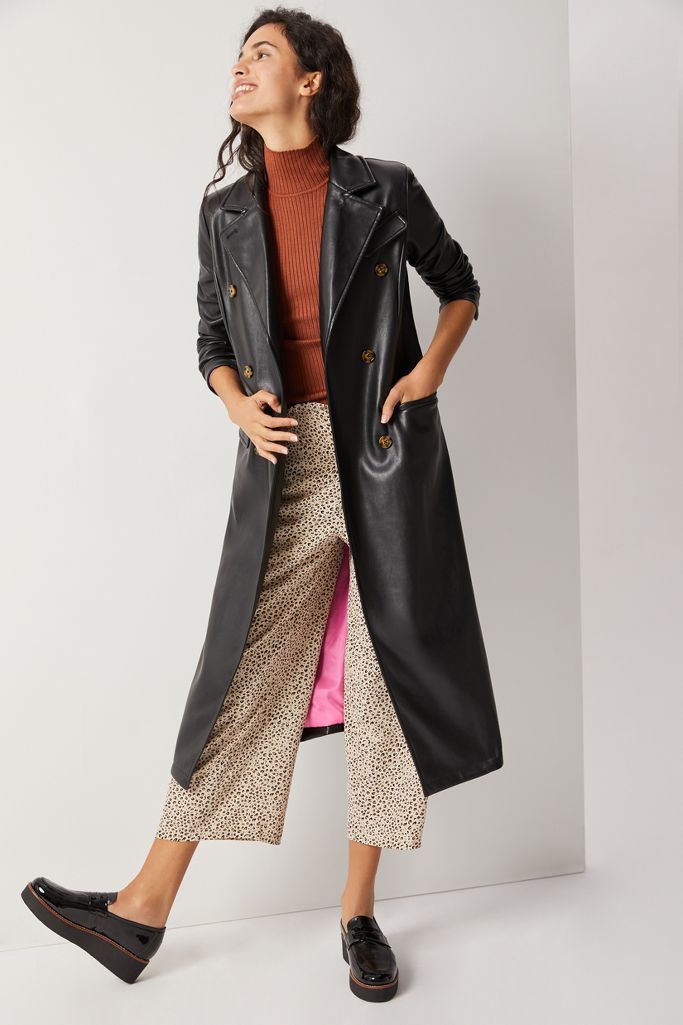 Madison Faux Leather Trench Coat | Anthropologie