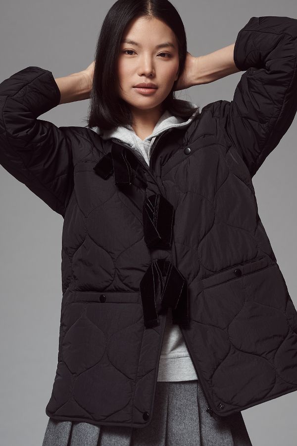 Slide View: 5: Avec Les Filles Bow Quilted Jacket 