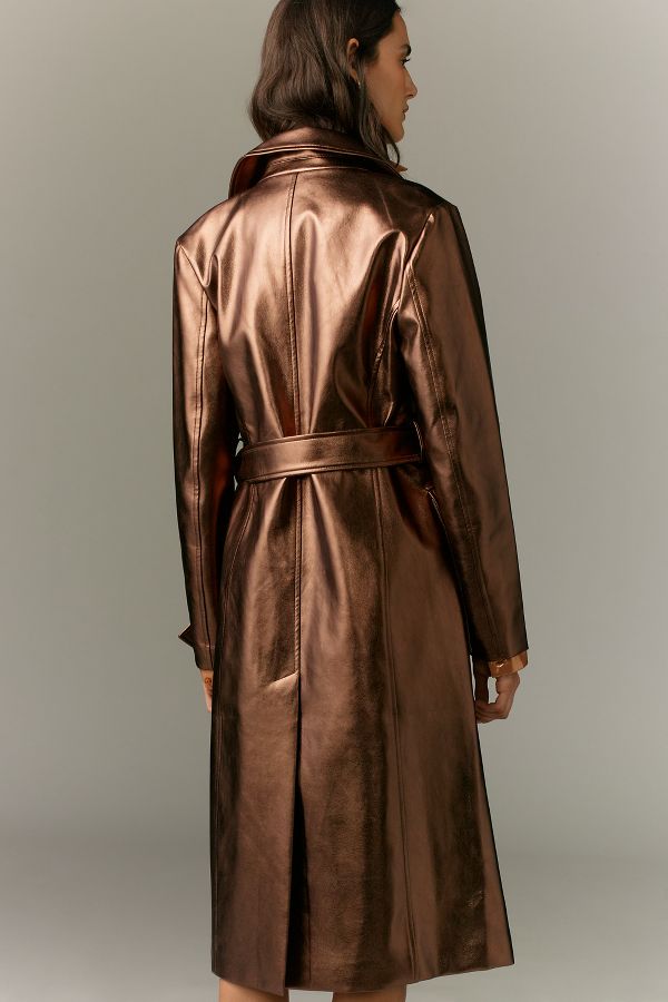 Slide View: 5: Avec Les Filles Metallic Trench Coat