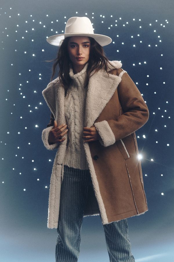 Slide View: 1: Avec Les Filles Faux-Shearling Coat