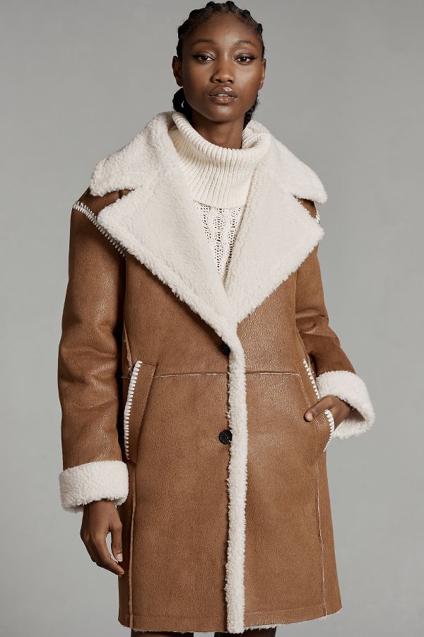 Slide View: 5: Avec Les Filles Faux-Shearling Coat