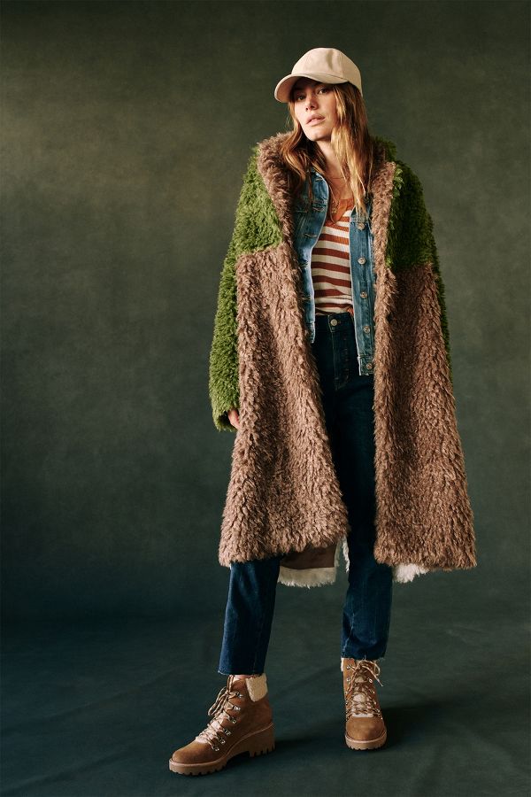Hutch Audrey Colourblocked Faux Fur Coat | Anthropologie UK