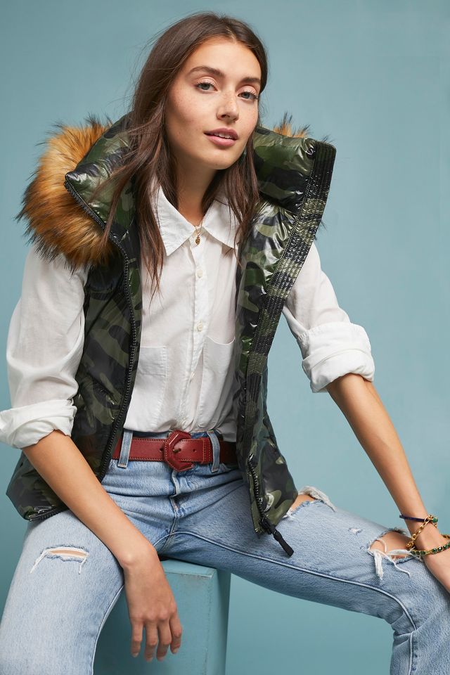 Camo Puffer Vest Anthropologie