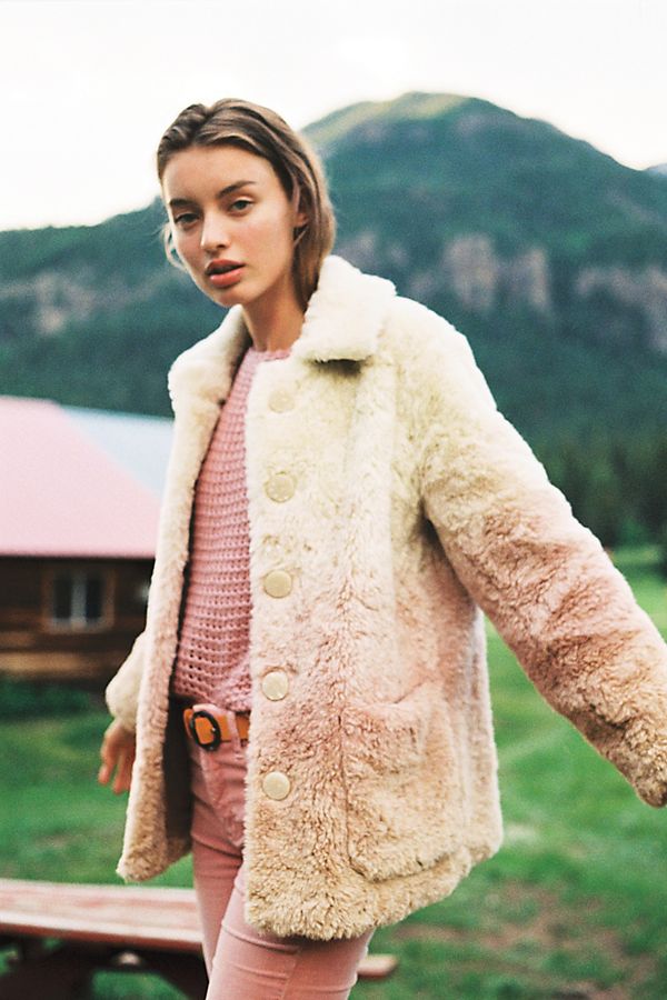 Slide View: 1: Ombre Faux Fur Coat