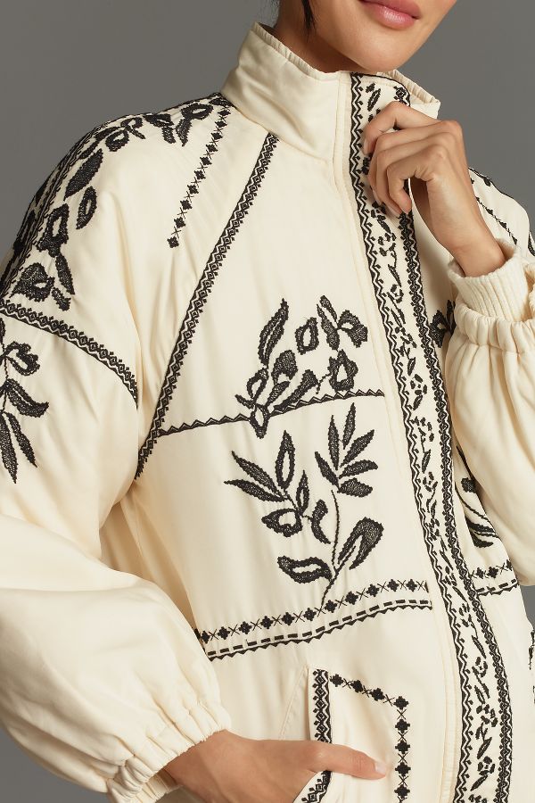 Slide View: 5: By Anthropologie Embroidered Puffer Coat