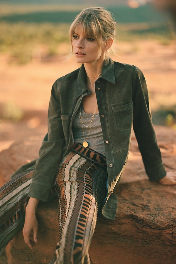 Slide View: 1: Suede Shirt Jacket