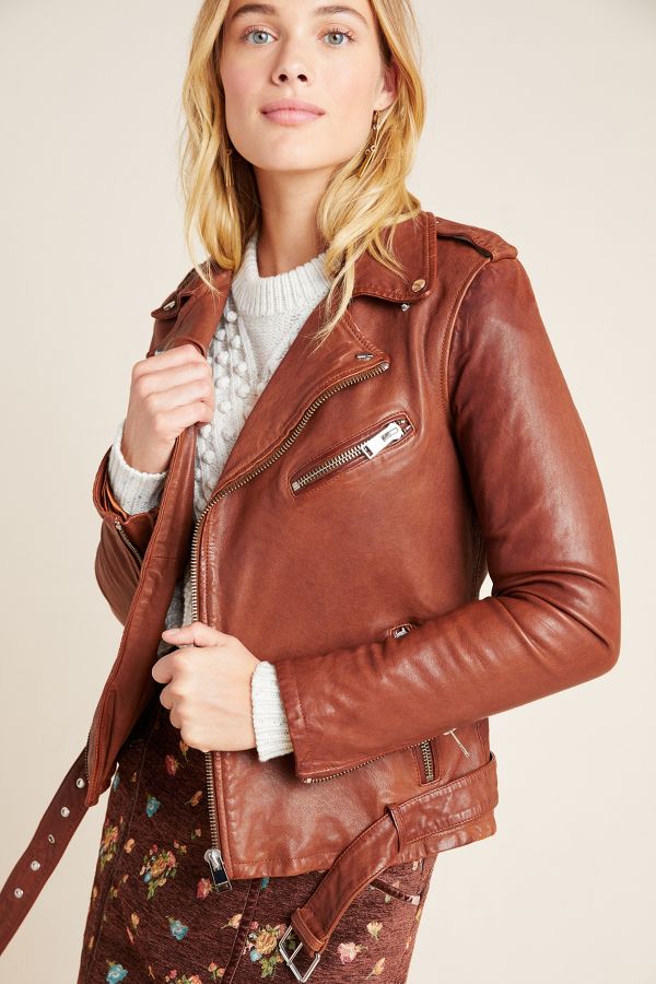 Slide View: 1: Lamarque Kiyoshi Leather Moto Jacket