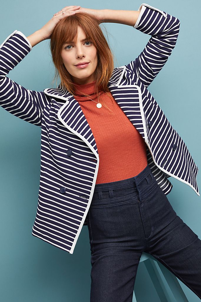 Striped Peacoat | Anthropologie