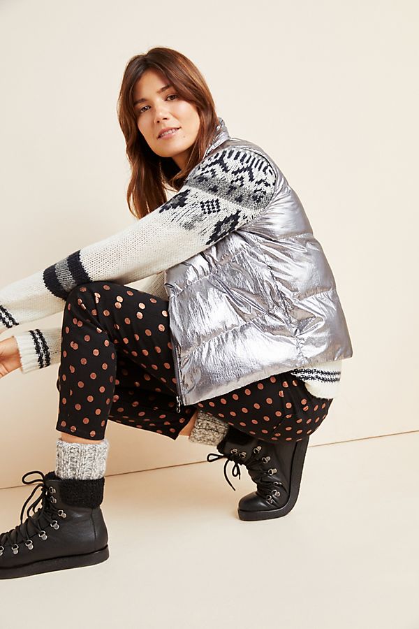 Slide View: 1: Metallic Puffer Vest