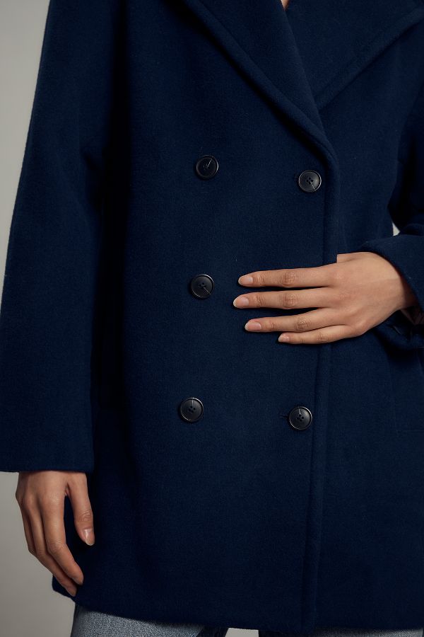 Slide View: 2: Maeve Double-Breasted Wool-Blend Coat