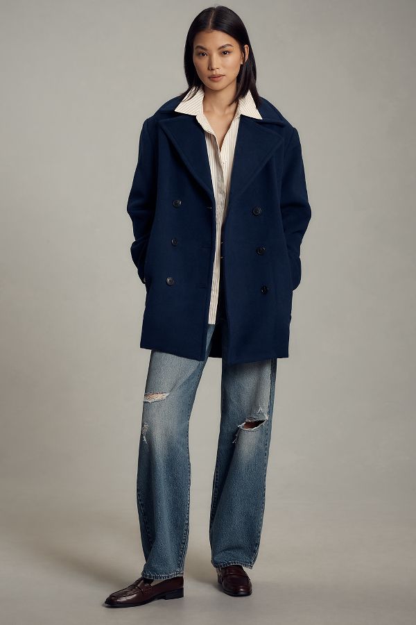 Slide View: 4: Maeve Double-Breasted Wool-Blend Coat