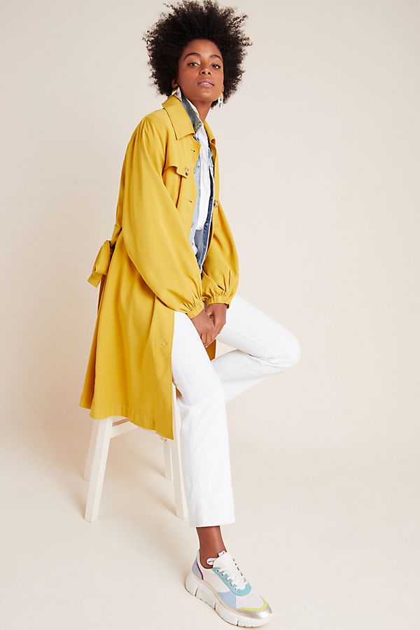 Slide View: 1: Bristol Puff-Sleeved Trench Coat