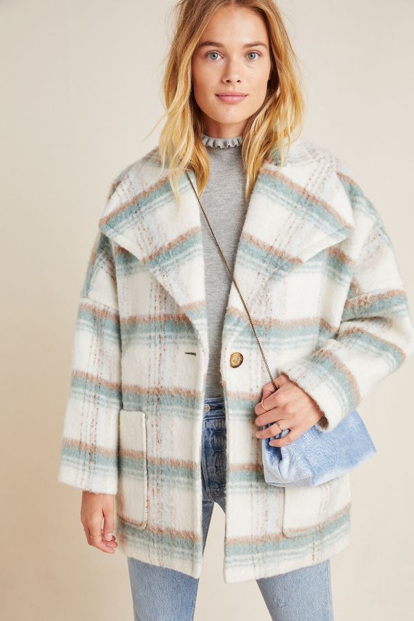 Slide View: 1: Elsa Plaid Coat