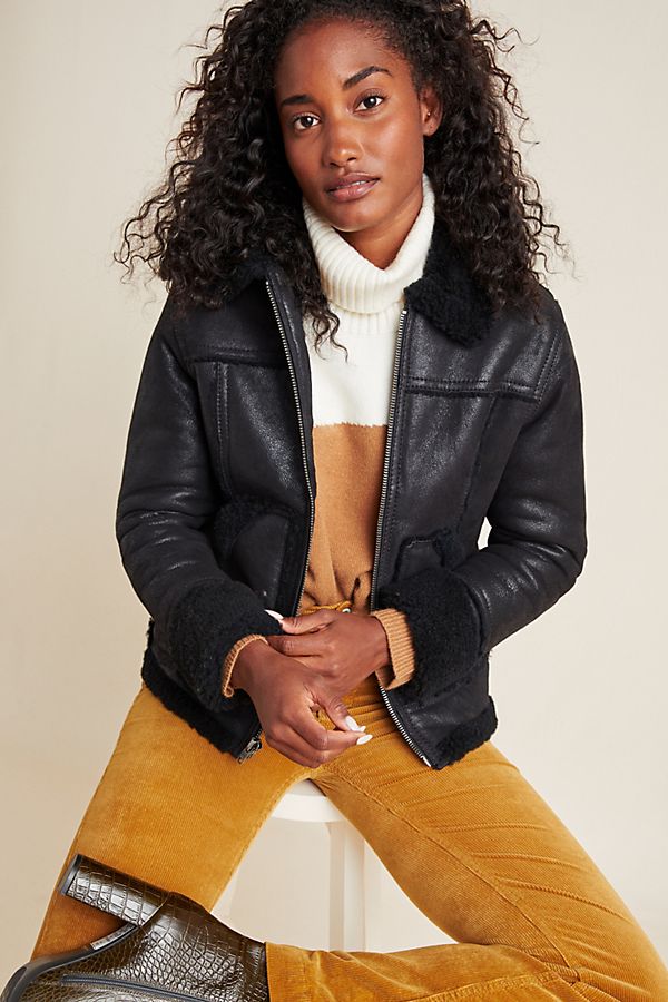 Slide View: 1: Frye Shearling Leather Jacket