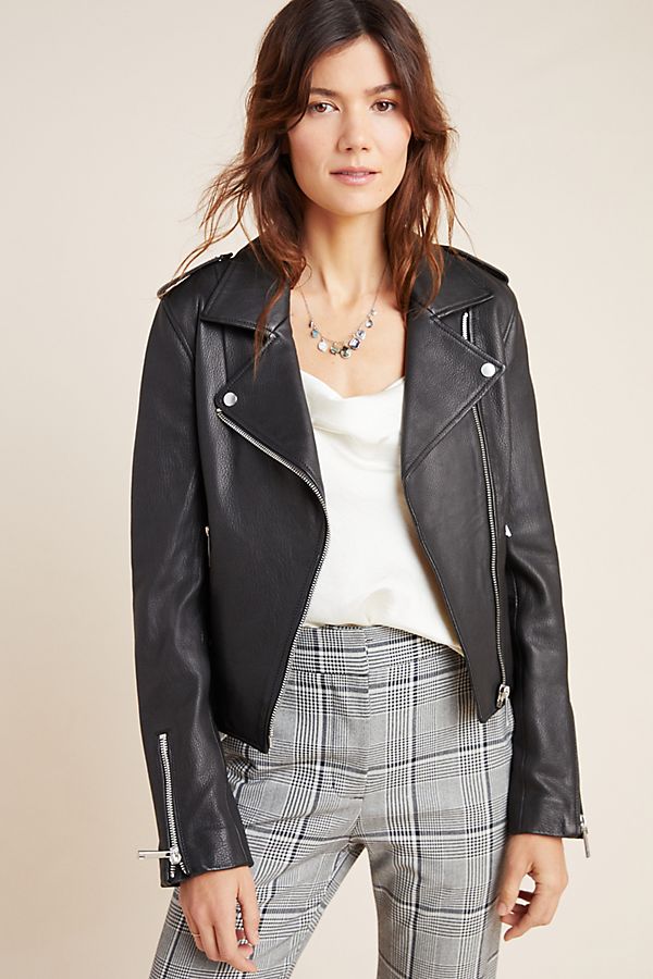 Slide View: 1: KAS Leather Moto Jacket