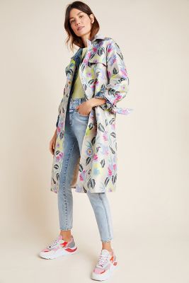 anthropologie piped trench coat