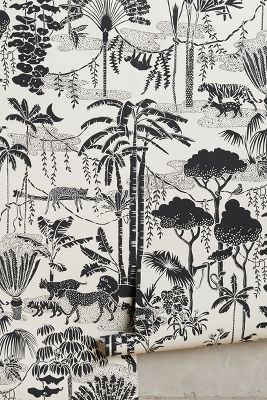 black and white jungle wallpaper