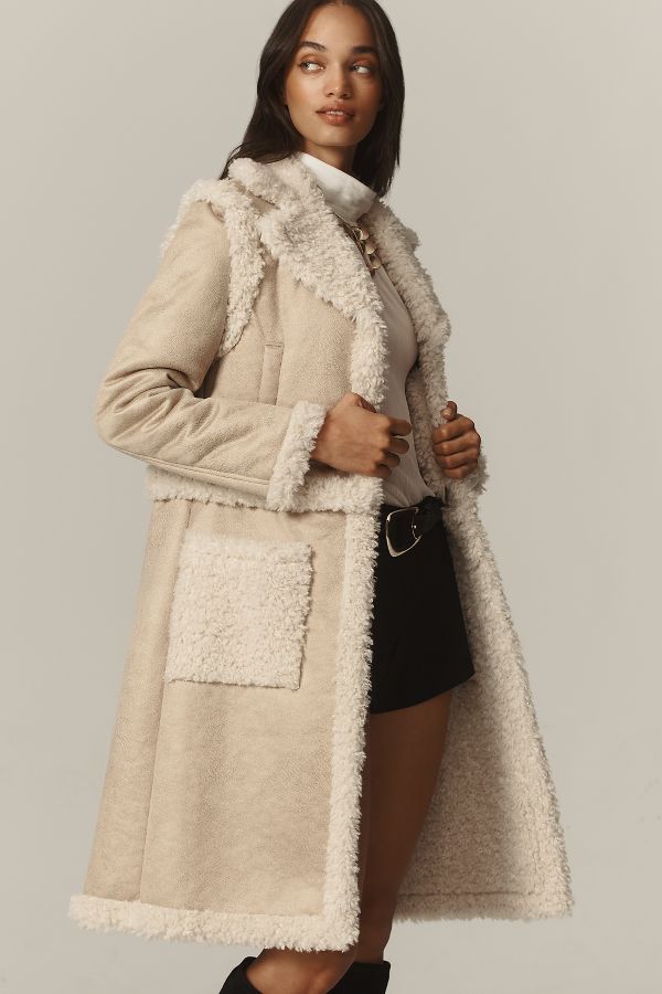 Slide View: 3: NVLT 4-in-1 Convertible Faux-Shearling Coat