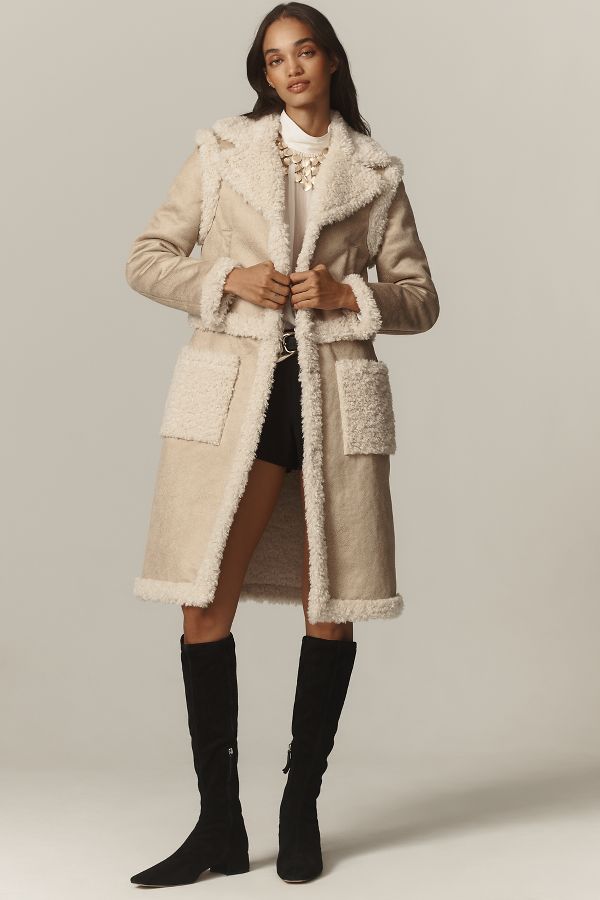 Slide View: 1: NVLT 4-in-1 Convertible Faux-Shearling Coat