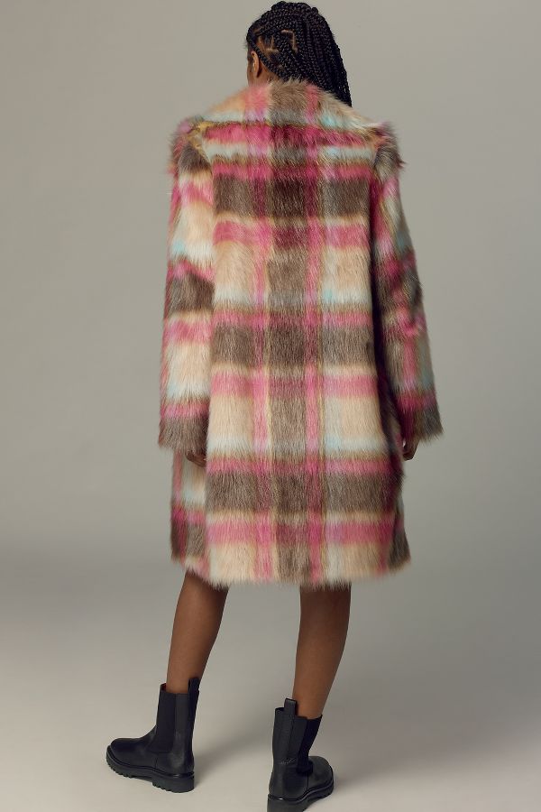 Slide View: 3: NVLT Plaid Faux-Fur Luxious Coat