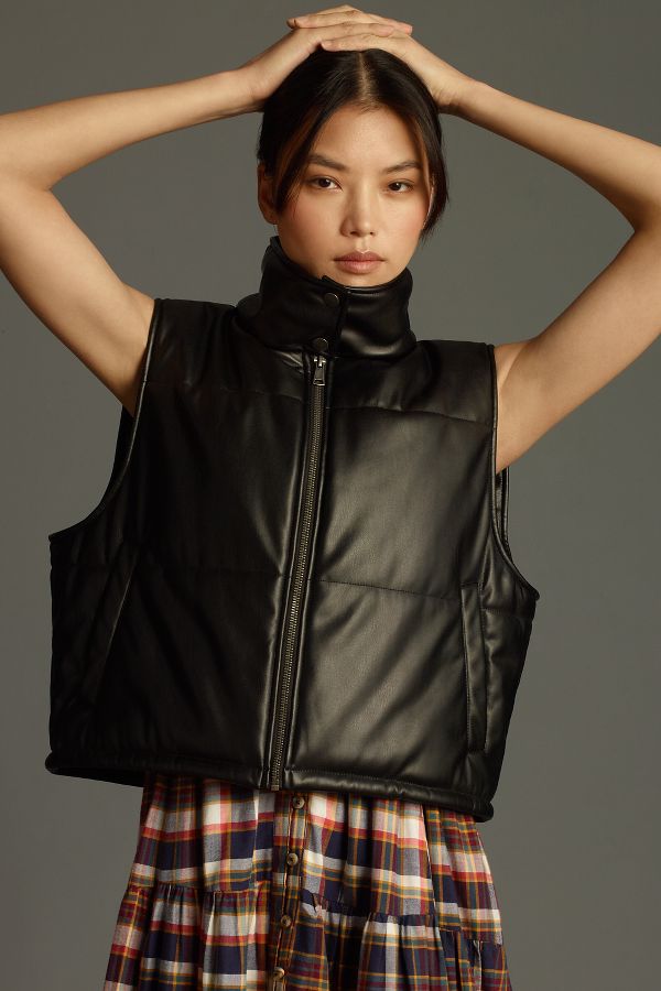 Slide View: 3: By Anthropologie Faux-Leather Puffer Vest