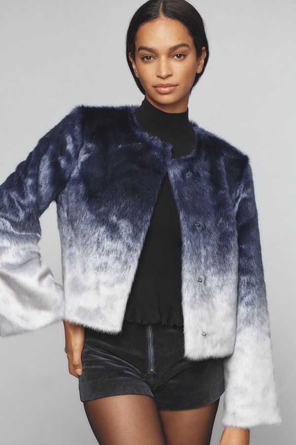 Slide View: 1: Maeve Faux-Fur Ombre Coat