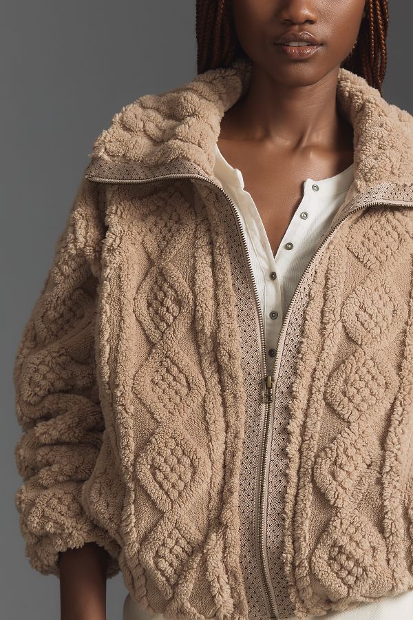 Slide View: 4: Pilcro Textured Faux-Fur Jacket