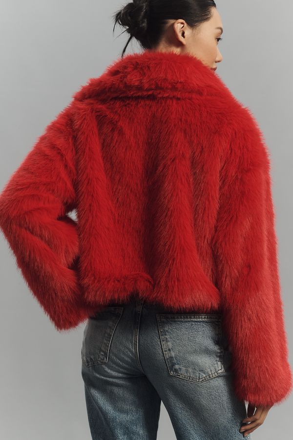 Slide View: 2: Maeve Faux-Fur Cropped Jacket