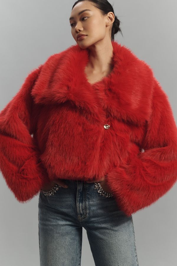 Slide View: 3: Maeve Faux-Fur Cropped Jacket